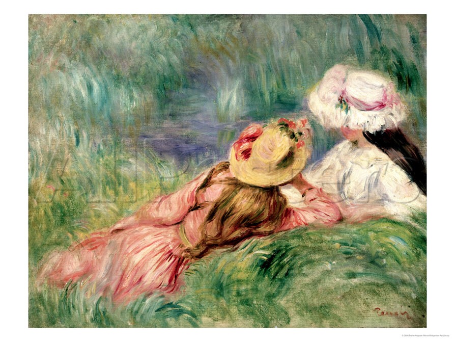 Young Girls on the River Bank by Pierre Auguste Renoir